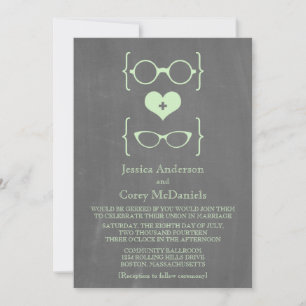 Convite de casamento Geeky verde do quadro dos