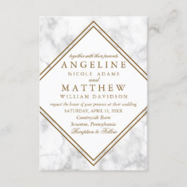 Convite de casamento Geométrico de Faux Marble e C