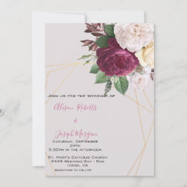 Convite de casamento Geométrico de ouro Elegante