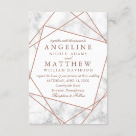 Convite de casamento geométrico Dourado de Marble