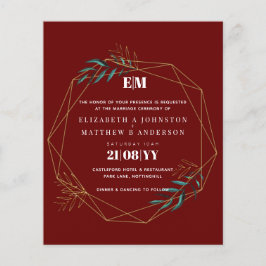 Convite de casamento Geométrico Dourado Vermelho c