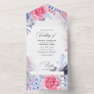 Convite de Casamento Geométrico Floral Prata Tudo 