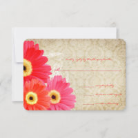 Convite de Casamento Gerber Daisy Laranja Coral Ro