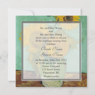 Convite de casamento girassóis de Van Gogh