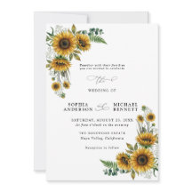 Convite de Casamento Girassóis Rústicos