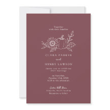 Convite de Casamento Girassol Abóbora Borgonha