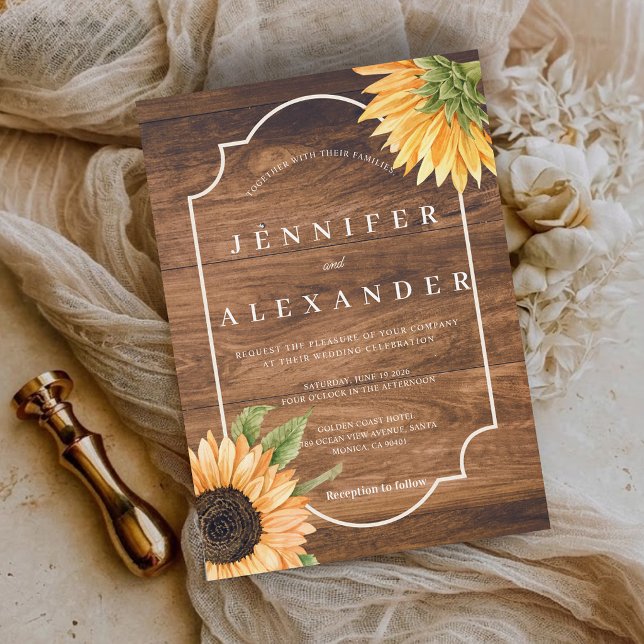 Convite de Casamento Girassol Rústico Country (Country Rustic Sunflower Wedding Invitation)