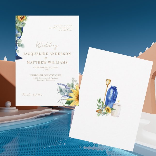 Convite de Casamento Girassol Toscano Sem Pais (Criador carregado)