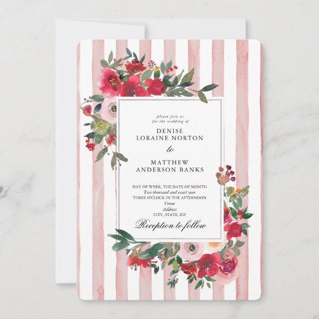 Convite de Casamento Giz Rosa (Frente)