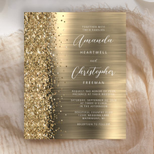 Convite de Casamento Glam Glitter Orçamento Dourad
