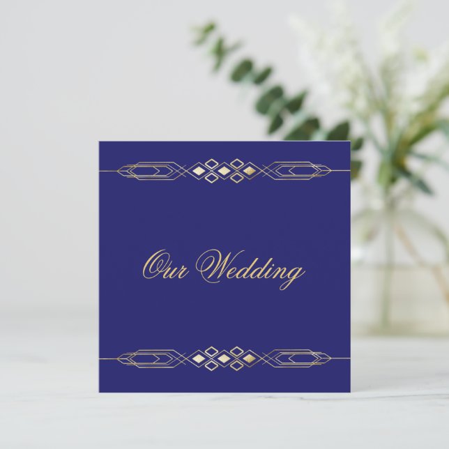 Convite de Casamento Glamouroso Dourado (Em pé/Frente)