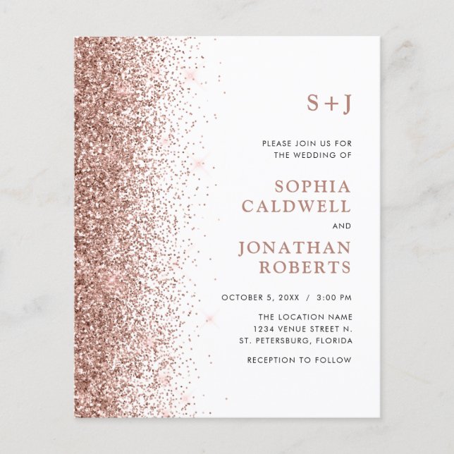 Convite de casamento Glitter de Orçamento Tudo em  (Frente)