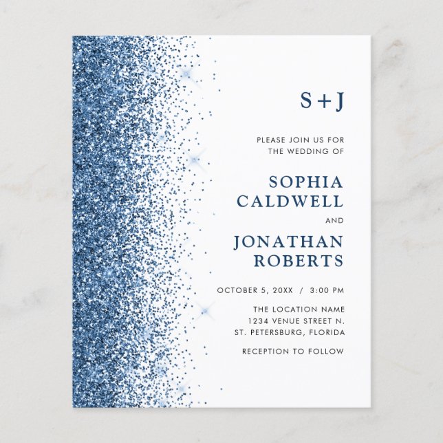 Convite de casamento Glitter de Orçamento Tudo em  (Frente)