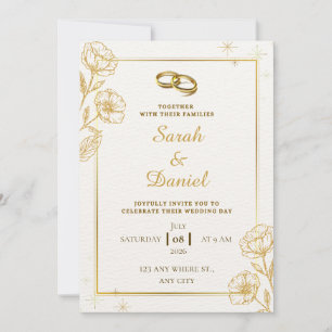 Convite de Casamento Golden Elegance