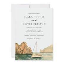 Convite de Casamento Golden Hour Capri Sailboat na