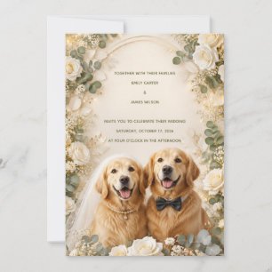 Convite de Casamento Golden Retriever   Elegante 3