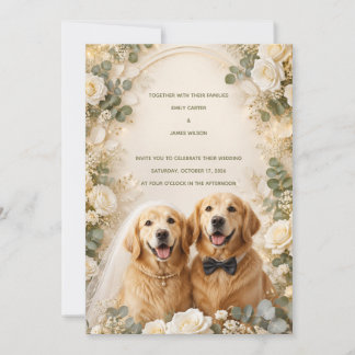 Convite de Casamento Golden Retriever | Elegante 3