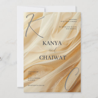 Convite de Casamento Golden Satin Luxe | Sparkle C