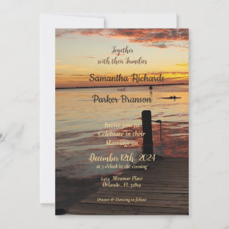 Convite de Casamento Golfinhos ao Pôr do Sol
