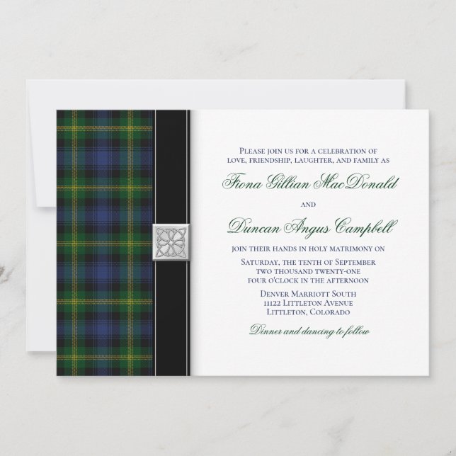 Convite De Casamento Gordon Tartan (Frente)