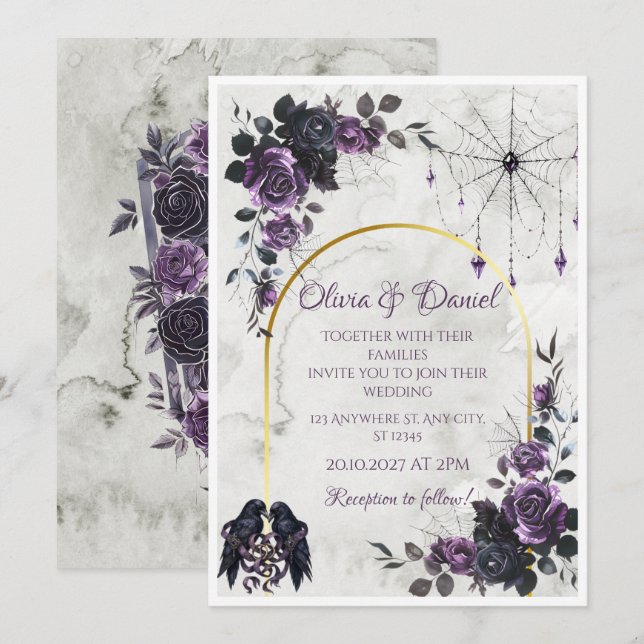 Convite de Casamento Gótico (Frente/Verso)