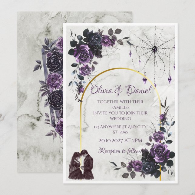 Convite de Casamento Gótico (Frente/Verso)