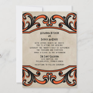 Convite de casamento gótico alaranjado dos