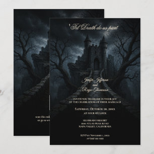 convite de casamento gótico castelo assombrado de 