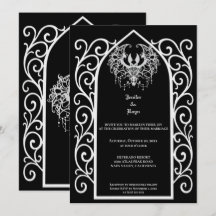 Convite de casamento gótico com borda ornamentada