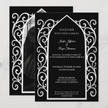 Convite de casamento gótico com foto de borda orna