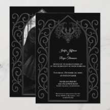 Convite de casamento gótico com foto de borda orna