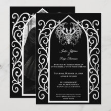 Convite de casamento gótico com foto de borda orna