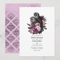 Convite de Casamento Gótico de Cor Violeta com Cor