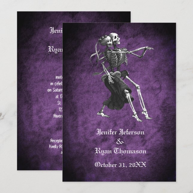 Convite de casamento gótico de halloween (Frente/Verso)