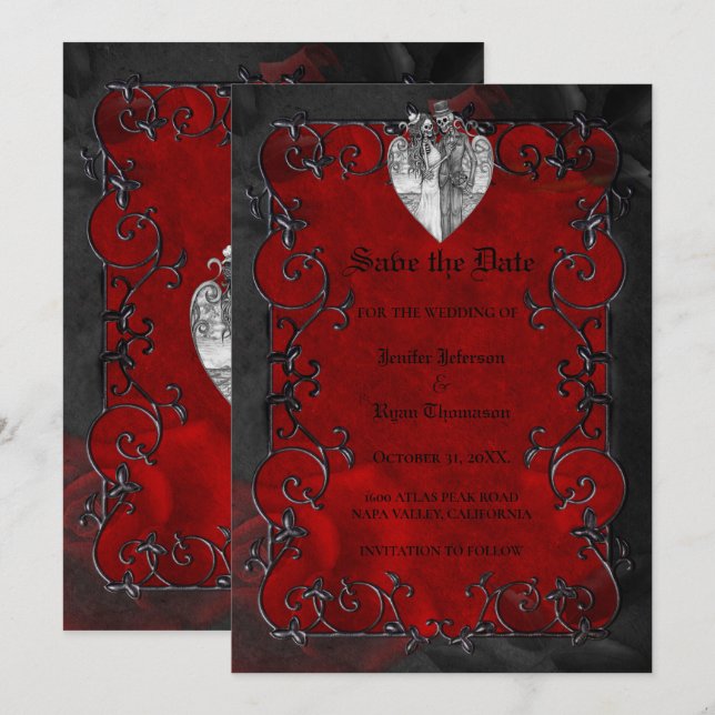Convite de casamento gótico de Halloween para salv (Frente/Verso)