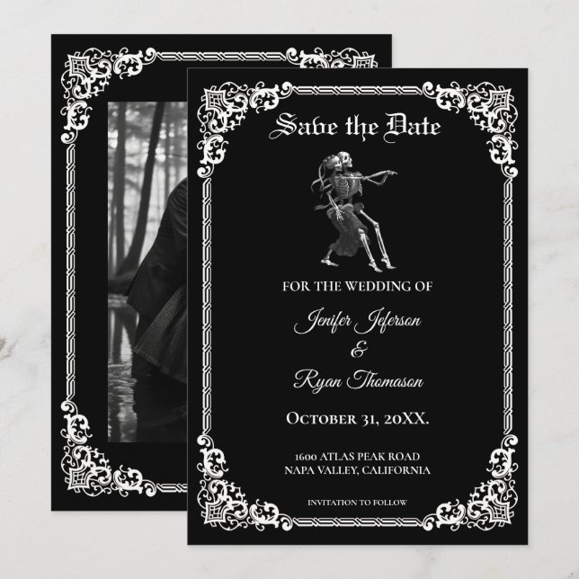 Convite de casamento gótico de Halloween para salv (Frente/Verso)