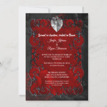 Convite de casamento gótico de Halloween vermelho 