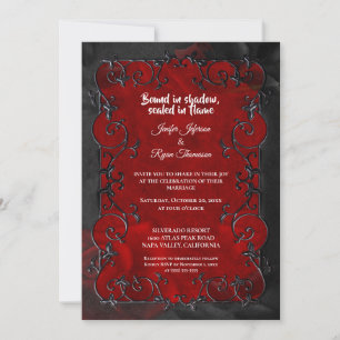 Convite de casamento gótico de Halloween vermelho