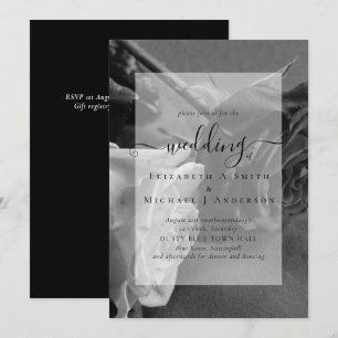 Convite de casamento Gótico de rosas brancas e pr