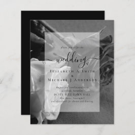 Convite de casamento Gótico de rosas brancas e pre