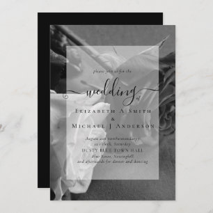 Convite de casamento Gótico de rosas brancas e pre