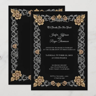 Convite de casamento gótico elegante