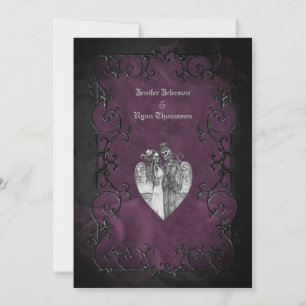 Convite de casamento gótico elegante de halloween