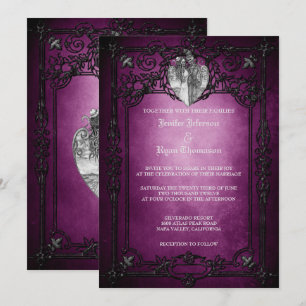 Convite de casamento gótico elegante de halloween