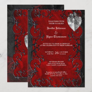 Convite de casamento gótico elegante de halloween