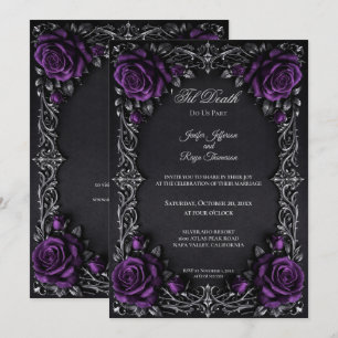 Convite de casamento gótico floral elegante