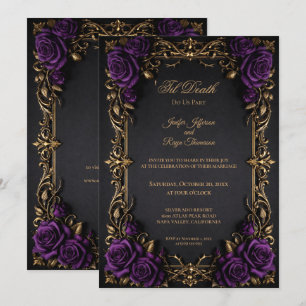 Convite de casamento gótico floral elegante