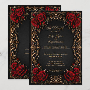 Convite de casamento gótico floral elegante