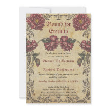 Convite de Casamento Gótico - Flores Escuras Vinta