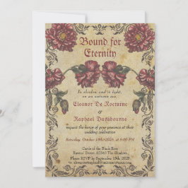 Convite de Casamento Gótico - Flores Escuras Vinta